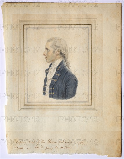 Portrait of Sir Captain West of the Dutton Indiaman, 1785. John I Smart (British, 1741-1811). Watercolor over traces of black chalk, with metallic gold paint on laid paper; sheet: 16.3 x 15.3 cm (6 7/16 x 6 in.); unframed: 19.6 x 15.3 cm (7 11/16 x 6 in.).