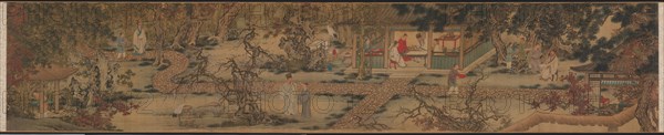 The Nine Elders of the Mountain of Fragrance, 1426-1452. Attributed to Xie Huan (Chinese, c. 1370-c.1450). Handscroll, ink and color on silk; painting: 29.4 x 148.9 cm (11 9/16 x 58 5/8 in.).