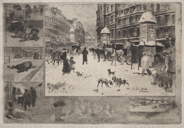 Winter in Paris, 1879. Félix Hilaire Buhot (French, 1847-1898). Etching and aquatint; sheet: 30.5 x 47.2 cm (12 x 18 9/16 in.); platemark: 23.6 x 34.9 cm (9 5/16 x 13 3/4 in.)