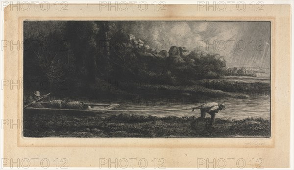 Le Paysage au Bâteau. Alphonse Legros (French, 1837-1911). Etching