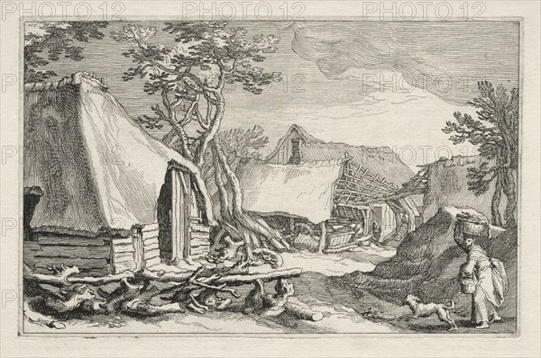 The Set of Landscapes with Farmhouses: Landscape with Farmhouses, 1613-1614. Boetius Adams Bolswert (Flemish, 1580-1633), after Abraham Bloemaert (Dutch, 1564-1651). Etching with burin; sheet: 25.7 x 35.6 cm (10 1/8 x 14 in.); platemark: 15.6 x 24.3 cm (6 1/8 x 9 9/16 in.)