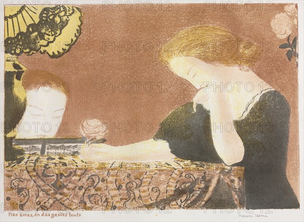 the album L'Amour: Love: Our Souls, in Slight Gestures, 1892-1898 (published 1911). Maurice Denis (French, 1870-1943), Ambroise Vollard, Paris, 1911. Color lithograph; sheet: 40.5 x 53.4 cm (15 15/16 x 21 in.); image: 28.3 x 40.1 cm (11 1/8 x 15 13/16 in.)