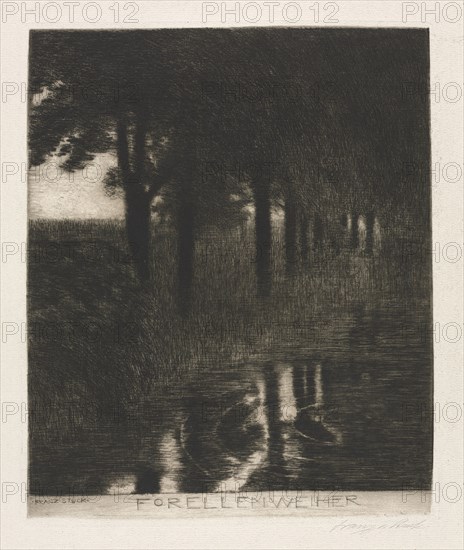 Trout Pond. Franz von Stuck (German, 1863-1928). Etching; sheet: 51 x 36.5 cm (20 1/16 x 14 3/8 in.); platemark: 27.9 x 23.1 cm (11 x 9 1/8 in.)