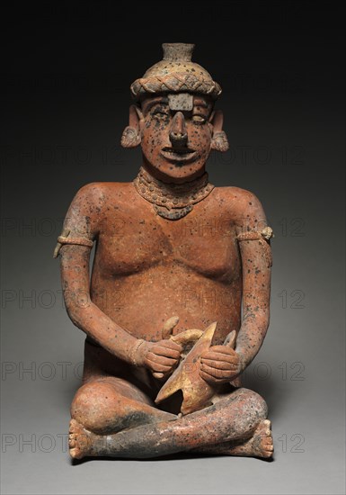 Male Seated Figure, 100 BC-AD 300. Mexico, Nayarit, 1st century BC-4th century AD. Ceramic; average: 56 x 31.8 x 30.5 cm (22 1/16 x 12 1/2 x 12 in.).