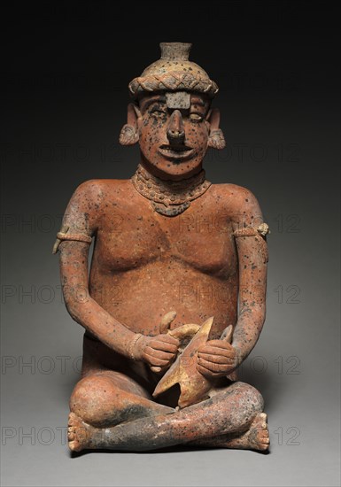 Male Seated Figure, 100 BC-AD 300. Mexico, Nayarit, 1st century BC-4th century AD. Ceramic; average: 56 x 31.8 x 30.5 cm (22 1/16 x 12 1/2 x 12 in.).