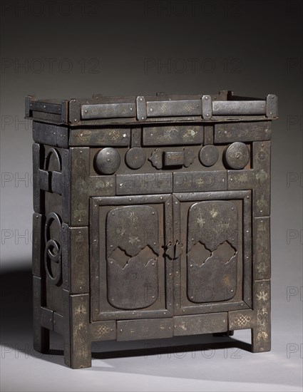 Spirit House, 1700s. Korea, Joseon dynasty (1392-1910). Iron inlaid with silver and copper decoration; overall: 30 x 35 x 14 cm (11 13/16 x 13 3/4 x 5 1/2 in.).