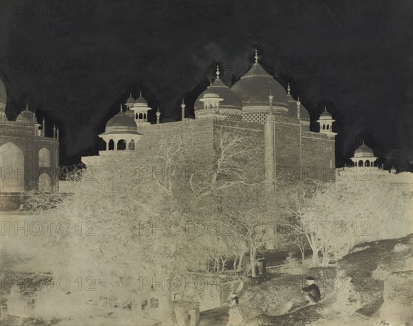 Taj Mahal, Back View of the Rest-House, with Figure, c. 1858-1862. John Murray (British, 1809-1898). Waxed paper negative; image: 39.7 x 44.8 cm (15 5/8 x 17 5/8 in.); paper: 40.5 x 44.8 cm (15 15/16 x 17 5/8 in.)