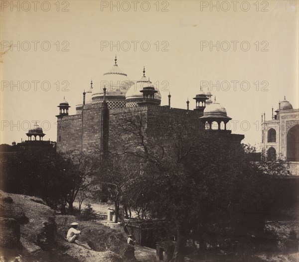 Taj Mahal, Back View of the Rest-House, with Figure, c. 1858-1862. John Murray (British, 1809-1898). Wax paper negative and albumen print; image: 39.7 x 44.8 cm (15 5/8 x 17 5/8 in.); paper: 40.5 x 44.8 cm (15 15/16 x 17 5/8 in.); matted: 55.9 x 66 cm (22 x 26 in.)