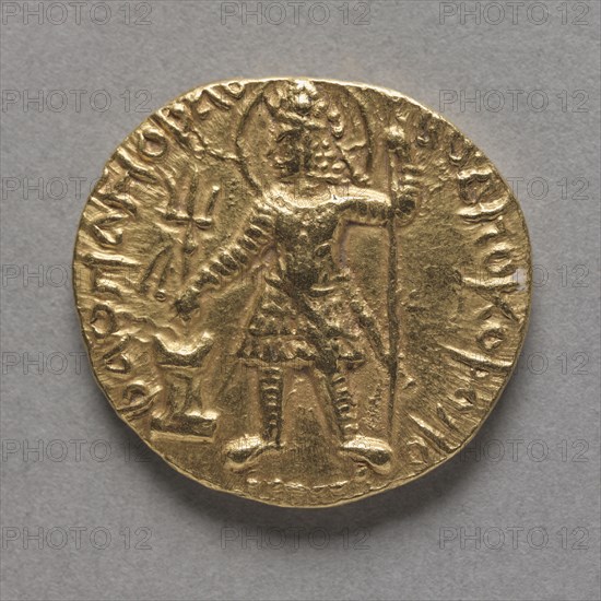 Coin of Kushan King Vasudeva I (obverse), c. AD 142/145-174/177. India, Mathura, Kushan Period (1st Century-320). Gold; overall: 2.2 cm (7/8 in.).