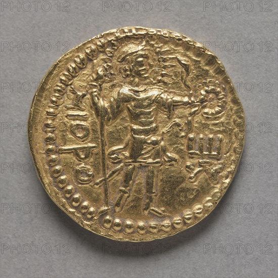 Coin: Havishka (reverse), c. 106-149 AD. India, Mathura, Kushan Period (1st Century-320). Gold; diameter: 2.2 cm (7/8 in.).