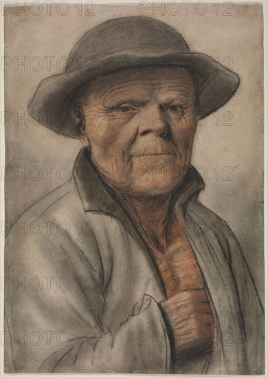 Portrait of an Old Man, 1600s?. Manner of Nicolas Lagneau (French, 1590-1666). Black, red and brown chalk, with stumping; sheet: 38.9 x 27.7 cm (15 5/16 x 10 7/8 in.).