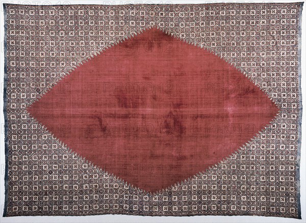 Dodot Lampong, c. 1700. India, Coromandel Coast, 18th century. Cotton; plain weave; drawn resist, painted mordants, dyed; overall: 321.5 x 228.7 cm (126 9/16 x 90 1/16 in.)