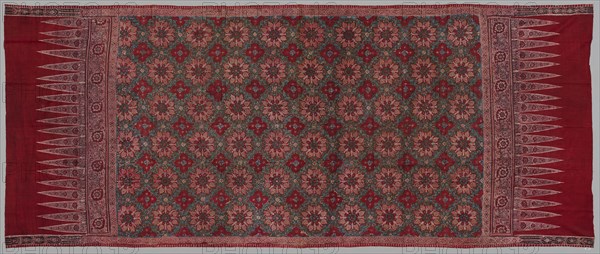 Hip Wrapper (tapis), 1800-1850. India, Coromandel Coast, 1st half 19th Century. Cotton; plain weave; block printed, drawn resist, painted mordants, dyed; overall: 259.1 x 108 cm (102 x 42 1/2 in.)