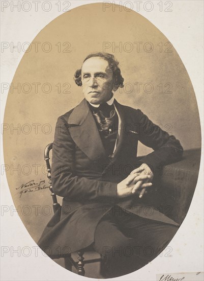 Portrait of Giacomo Meyerbeer (1791-1864), 1857. Adrien Tournachon (French, 1825-1903). Salt print from wet collodion negative; image: 27.6 x 19.9 cm (10 7/8 x 7 13/16 in.); mounted: 48.4 x 36.1 cm (19 1/16 x 14 3/16 in.); matted: 61 x 50.8 cm (24 x 20 in.)