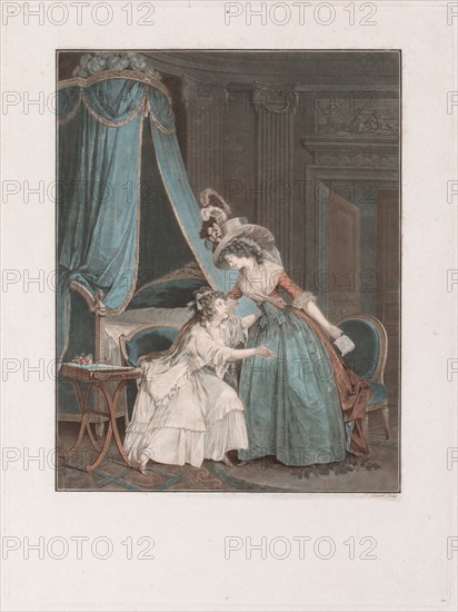 The Indiscretion, 1788. Jean François Janinet (French, 1752-1814), after Nicolas Lavreince (Swedish). Color wash-manner engraving and etching; sheet: 57.6 x 43 cm (22 11/16 x 16 15/16 in.); platemark: 48.3 x 36.2 cm (19 x 14 1/4 in.)