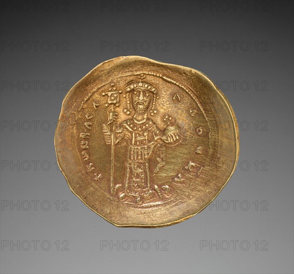 Scyphate Histamenon of Constantine X (obverse), 1059-1067. Byzantium, 11th century. Gold; diameter: 2.5 cm (1 in.).