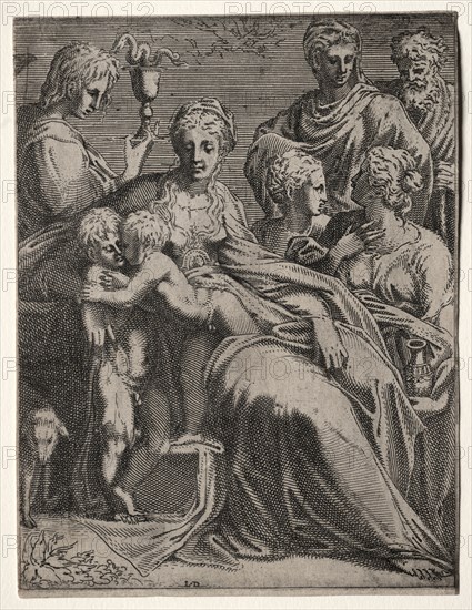Sacred Conversation, 1540s. Léon Davent (French), after Parmigianino (Italian, 1503-1540). Etching; sheet: 24.4 x 18.5 cm (9 5/8 x 7 5/16 in.).