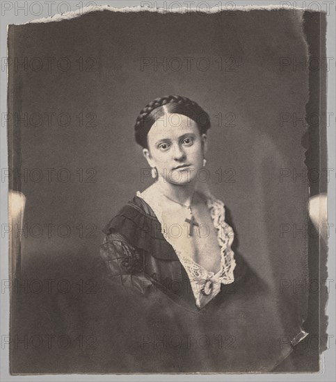 Mrs. John R. Johnston, before 1857. John R. Johnston (American, 1820-1872). Salted paper print from wet collodion negative; image: 18.8 x 15.1 cm (7 3/8 x 5 15/16 in.); paper: 18.8 x 16.7 cm (7 3/8 x 6 9/16 in.); matted: 50.8 x 40.6 cm (20 x 16 in.)