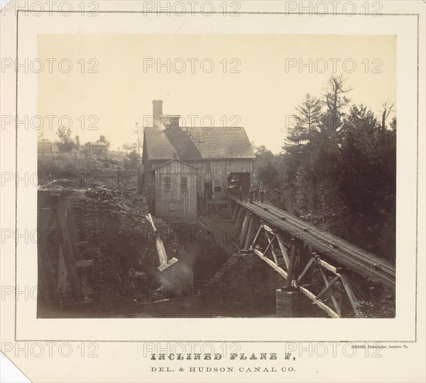 Inclined Plane F, Delaware and Hudson Canal Co., c. 1860. Thomas H. Johnson (American, c. 1821-). Albumen print from wet collodion negative; image: 30.5 x 38.5 cm (12 x 15 3/16 in.); mounted: 45.4 x 55.7 cm (17 7/8 x 21 15/16 in.); matted: 55.9 x 71.1 cm (22 x 28 in.)