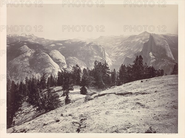 The Domes, from the Sentinel Domes, Yosemite, c. 1865-1866. Carleton E. Watkins (American, 1829-1916). Mammoth albumen print from wet collodion negative; image: 39.6 x 52.4 cm (15 9/16 x 20 5/8 in.); mounted: 53.2 x 68.1 cm (20 15/16 x 26 13/16 in.); matted: 71.1 x 81.3 cm (28 x 32 in.)