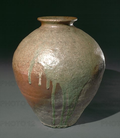Storage Jar: Tamba Ware, 1400s. Japan, Muromachi period (1392-1573). Stoneware with natural ash glaze; diameter: 39 cm (15 3/8 in.); overall: 45 cm (17 11/16 in.).