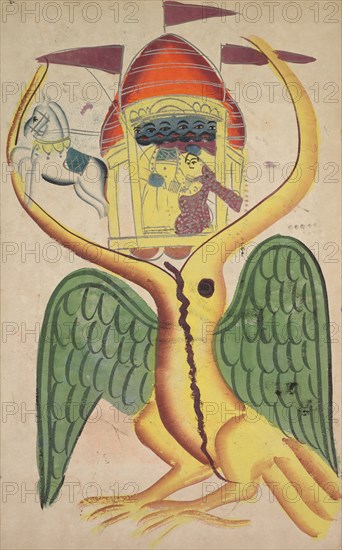 Jatayu Hinders Ravana’s Chariot, Trying