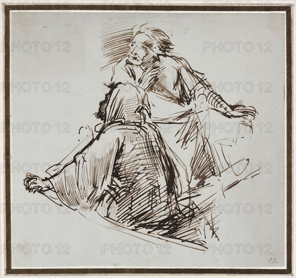 Two Male Figures, c. 1829. George Richmond (British, 1809-1896). Pen and brown ink; sheet: 14.9 x 16 cm (5 7/8 x 6 5/16 in.).