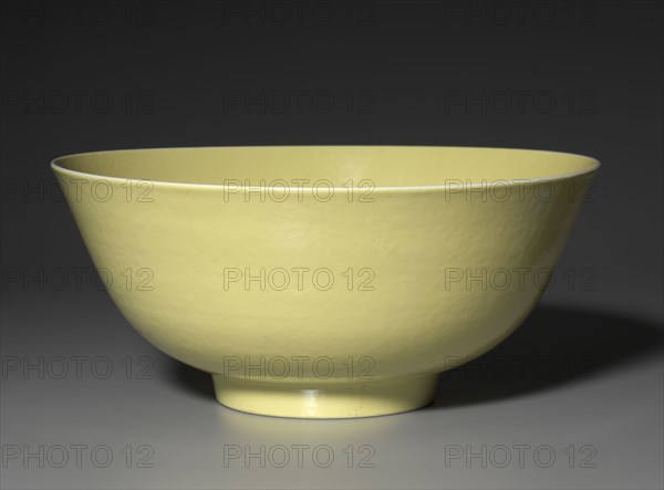 Large Bowl with Yellow Enamel, 1821-1850. China, Qing dynasty (1644-1911), Daoguang mark and reign (1821-50). Enameled porcelain; diameter: 38.5 cm (15 3/16 in.); overall: 16.5 cm (6 1/2 in.).