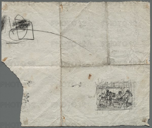 Compositional Sketches after Raphael and other artists (verso), c. 1800. France, 18th century. Graphite; sheet: 19.2 x 23.1 cm (7 9/16 x 9 1/8 in.).