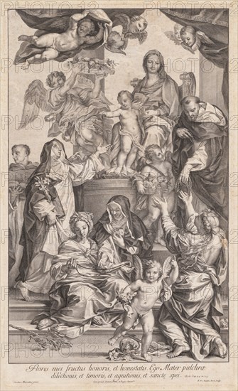 Virgin and Child with Saints, c. 1720-1730. Robert van Audenaerd (Dutch, 1663-1743), after Carlo Maratti (Italian, 1625-1713). Engraving; sheet: 77.3 x 48 cm (30 7/16 x 18 7/8 in.); platemark: 66.2 x 39.7 cm (26 1/16 x 15 5/8 in.).