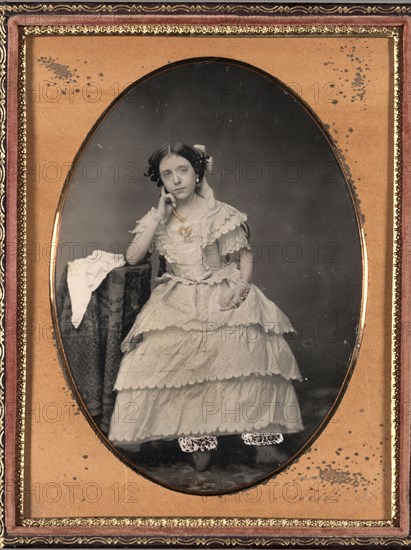 Young Woman in Bloomers, c. 1855. Unidentified Photographer. Daguerreotype, tinted and gilted highlights, half plate; image: 14 x 10.8 cm (5 1/2 x 4 1/4 in.); case: 15.3 x 10.8 cm (6 x 4 1/4 in.); matted: 61 x 48.3 cm (24 x 19 in.)
