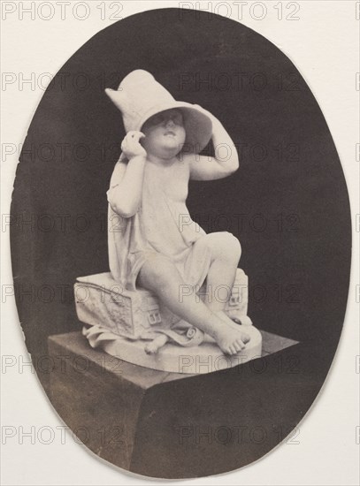 Statue of a Youth in Large Hat (from a John R. Johnston album), before 1857. Unidentified Photographer. Salted paper print from wet collodion negative; overall: 17.8 x 12.9 cm (7 x 5 1/16 in.); matted: 50.8 x 40.6 cm (20 x 16 in.).