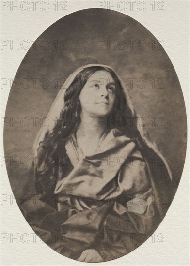 Allegorical Study of a Woman, late 1850s. Harrison(?) (American), assisted by Unidentified Photographer. Salted paper print from a wet collodion negative; overall: 18.7 x 13.5 cm (7 3/8 x 5 5/16 in.); matted: 50.8 x 40.6 cm (20 x 16 in.)