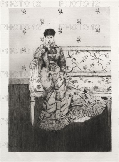 Fancy, 1877. Norbert Goeneutte (French, 1854-1894). Etching; sheet: 49.1 x 32.7 cm (19 5/16 x 12 7/8 in.); platemark: 29.4 x 20.7 cm (11 9/16 x 8 1/8 in.)
