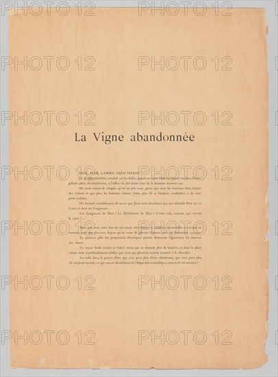 The Vintages: The Vintages!, 1894. Henri de Groux (Belgian, 1867-1930), L'Estampe Originale. Letterpress; sheet: 60 x 86 cm (23 5/8 x 33 7/8 in.)
