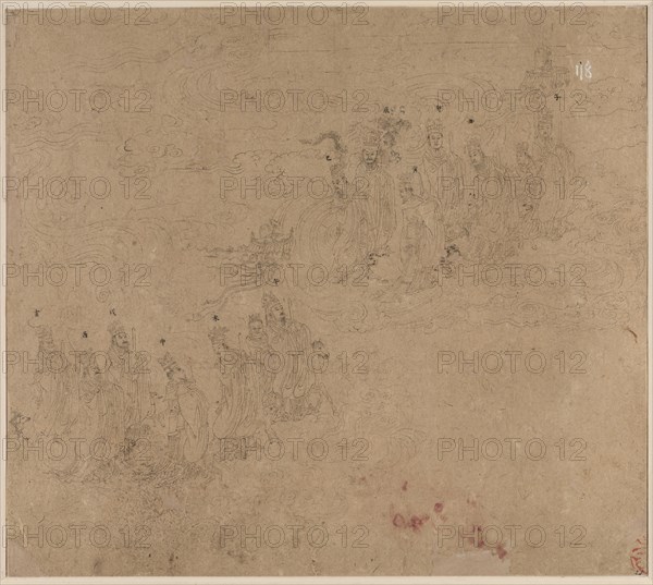 Album of Daoist and Buddhist Themes: Procession of Daoist Deities: Leaf 25, 1200s. China, Southern Song dynasty (1127-1279). Album, ink on paper (fifty leaves); sheet: 34.2 x 38.4 cm (13 7/16 x 15 1/8 in.).
