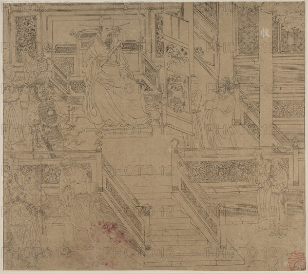 Album of Daoist and Buddhist Themes: Kings of Hells: Leaf 29, 1200s. China, Southern Song dynasty (1127-1279). Album, ink on paper (fifty leaves); sheet: 34.2 x 38.3 cm (13 7/16 x 15 1/16 in.).
