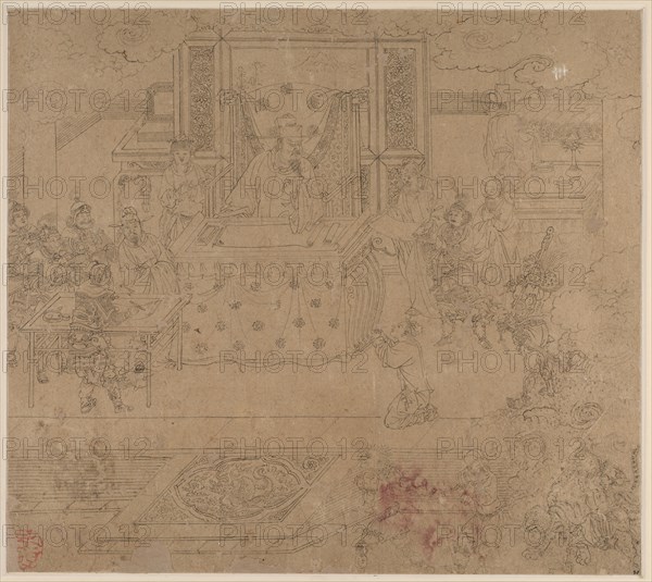 Album of Daoist and Buddhist Themes: Kings of Hells: Leaf 30, 1200s. China, Southern Song dynasty (1127-1279). Album, ink on paper (fifty leaves); sheet: 34.2 x 38.4 cm (13 7/16 x 15 1/8 in.).