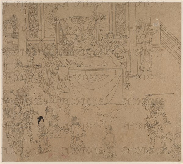 Album of Daoist and Buddhist Themes: Kings of Hells: Leaf 35, 1200s. China, Southern Song dynasty (1127-1279). Album, ink on paper (fifty leaves); sheet: 34 x 38.2 cm (13 3/8 x 15 1/16 in.).