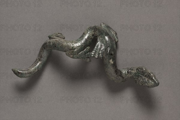 Apollo the Python-Slayer, c. 350 BC. Attributed to Praxiteles (Greek, c. 400BC-c. 330BC). Bronze, copper and stone inlay; overall: 14.8 x 9.4 x 3.6 cm (5 13/16 x 3 11/16 x 1 7/16 in.).