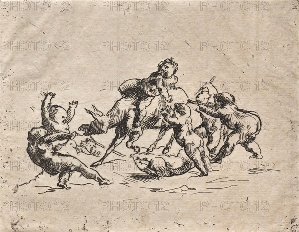 Bacchanal with Children and Donkey. Jean-Baptiste Carpeaux (French, 1827-1875). Etching; sheet: 16.7 x 23.4 cm (6 9/16 x 9 3/16 in.); platemark: 11.3 x 14.4 cm (4 7/16 x 5 11/16 in.).