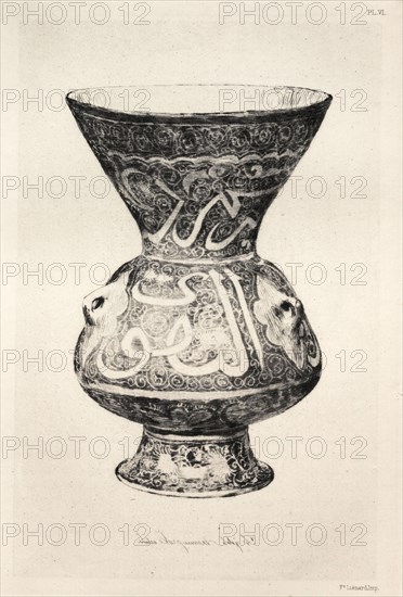 Book by Albert Jacquemart: History of the Ceramic Art: A Descriptive and Philosophical Study of the Pottery of All Ages and All Nations: Italy: Renaissance- Majolica of Urbino- Hunting Bottle with Historic Subjects (Plate VII), 1877. Jules Jacquemart (French, 1837-1880). Etching; sheet: 25.5 x 18 cm (10 1/16 x 7 1/16 in.); platemark: 19.2 x 12.9 cm (7 9/16 x 5 1/16 in.)