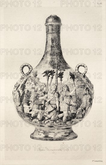 Book by Albert Jacquemart: History of the Ceramic Art: A Descriptive and Philosophical Study of the Pottery of All Ages and All Nations: Italy: Renaissance- Majolica of Urbino- Ewer (Plate VIII), 1877. Jules Jacquemart (French, 1837-1880). Etching; sheet: 25.5 x 18 cm (10 1/16 x 7 1/16 in.); platemark: 19.4 x 13.1 cm (7 5/8 x 5 3/16 in.)