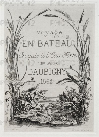 Title Frontispiece for the Album: The Boat Trip, 1861. Charles François Daubigny (French, 1817-1878). Etching with chine collé; sheet: 44.5 x 31.8 cm (17 1/2 x 12 1/2 in.); platemark: 18.2 x 13.2 cm (7 3/16 x 5 3/16 in.)