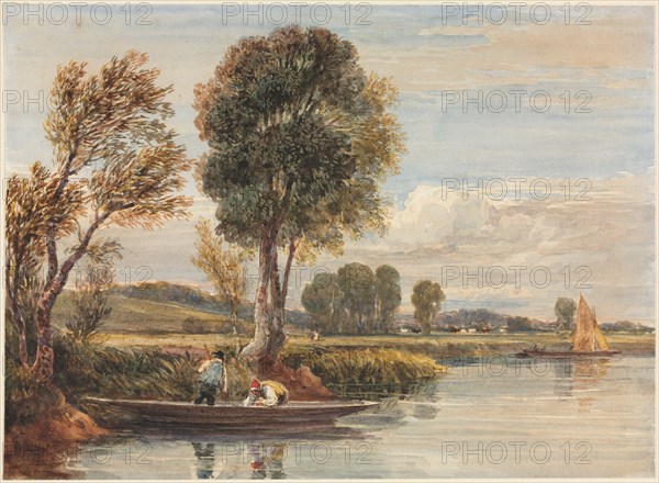 On the Thames, c. 1827-1829. David Cox (British, 1783-1859). Watercolor with graphite and scraping; overall: 19.8 x 27.1 cm (7 13/16 x 10 11/16 in.).