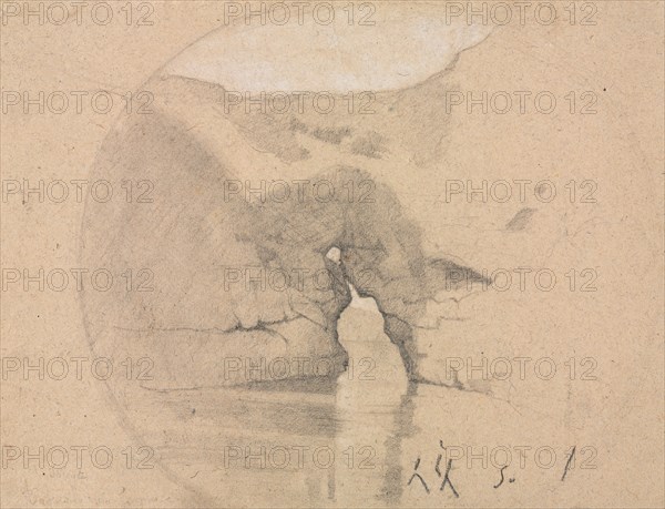 Sorrente, Bains de la Reine Jeanne. Henri Joseph Harpignies (French, 1819-1916). Black and white chalk; sheet: 21.7 x 28.5 cm (8 9/16 x 11 1/4 in.).