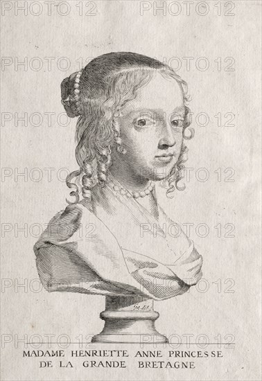 Henriette-Marie d'Angleterre, duchess d'Orleans. Claude Mellan (French, 1598-1688). Engraving; sheet: 18.8 x 13.5 cm (7 3/8 x 5 5/16 in.).