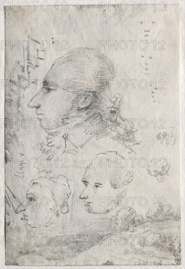 Studies of Heads (verso), c. 1820s(?). Thomas Monro (British, 1759-1833). Black chalk; sheet: 15.6 x 23 cm (6 1/8 x 9 1/16 in.).
