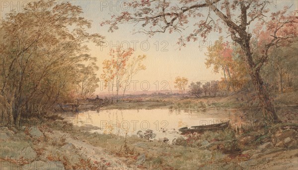 Landscape (Hastings-on-Hudson), 1888. Jasper F. Cropsey (American, 1823-1900). Watercolor over graphite; sheet: 39.5 x 57 cm (15 9/16 x 22 7/16 in.); image: 30.6 x 53.3 cm (12 1/16 x 21 in.).