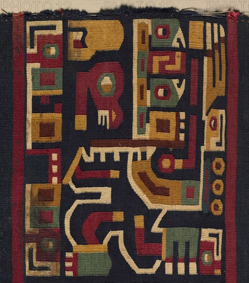 Half of a Sleeved Tunic, c. 500-1000. Central Andes, Middle Horizon, Wari, 6th-11th century. Single-interlocked tapestry; cotton warp; camelid fiber weft; overall: 88.6 x 101.9 cm (34 7/8 x 40 1/8 in.)